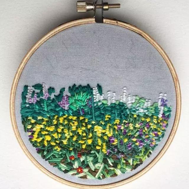 刺繡與水彩的結(jié)合，誕生出很有創(chuàng)意的作品